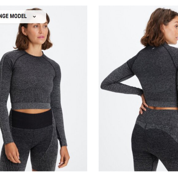 Fabletics Heather Gray Cropped Athletic Long Sleeve, S - Picture 6 of 6